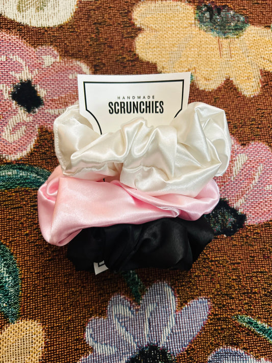 Pink Satin Scrunchie Set (3-Pack)
