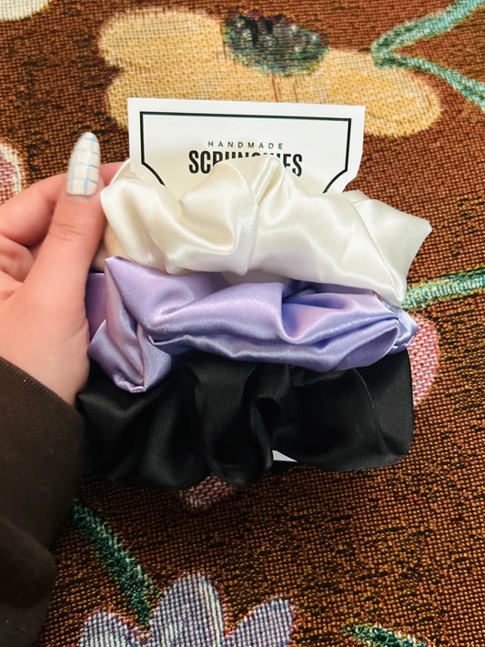 Lavender Satin Scrunchie Set (3-Pack)
