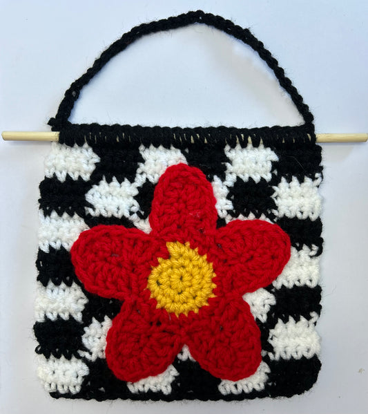 Crochet Floral Tapestry - Checkered
