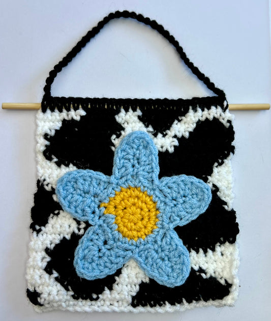Crochet Floral Tapestry - Cow